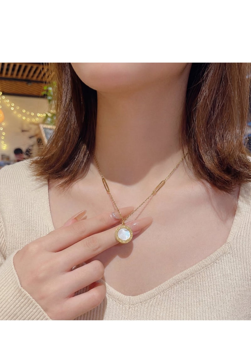 AMETOER Elegant Stainsteel 18K Gold Plated Pendant Necklace for Women – Modern Paperclip Chain, Minimalist Jewelry for Casual and Formal Wear - Image 4